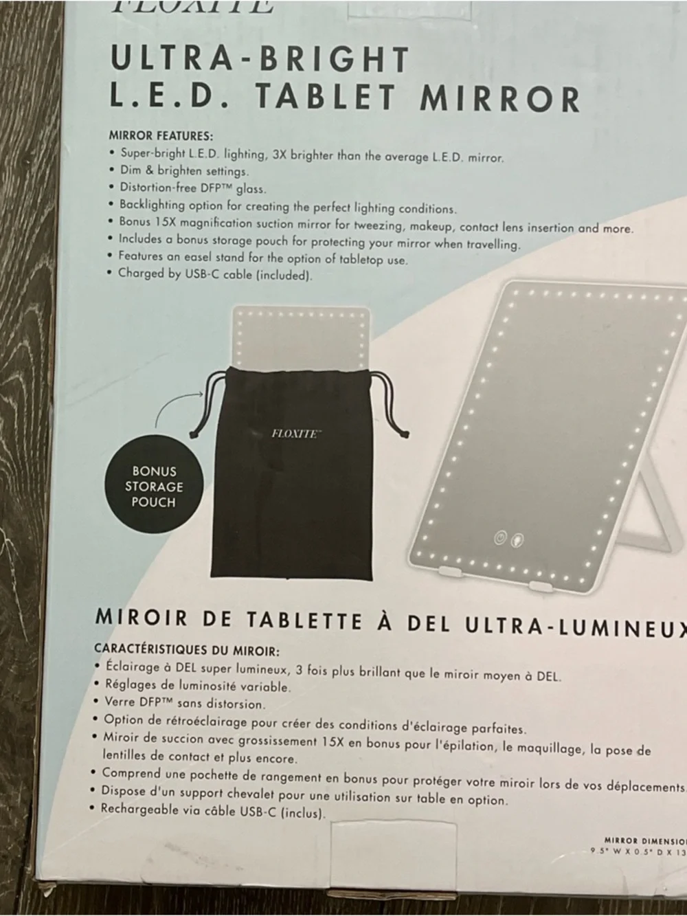 Floxite ultra bright LED tablet makeup mirror new